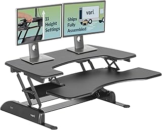 Vari VariDesk Pro Plus 36 - Adjustable Desk Converter with 11 Height Settings - Laptop Sit Stand Desk Riser for Home Office, Table Tops, Workspace - Fully Assembled with Spring Loaded Lift - Black