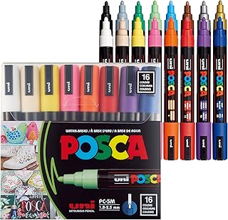 Uni Posca Paint Marker PC-5M Medium Bullet Standard Colors Set of 16